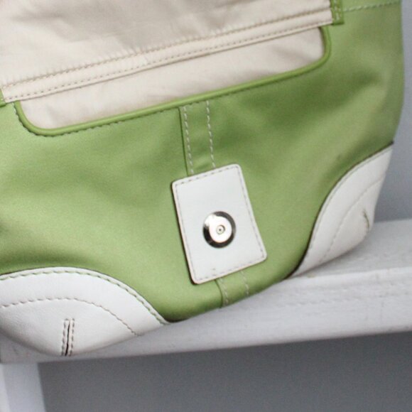 Coach VTG Y2K Green & White Soho Twill & Leather Mini Tote Bag A06S - 1881 - Picture 6 of 11